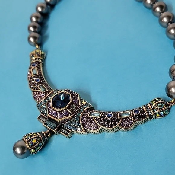 7 PIECE Heidi Daus Lavish Layers Crystal Accented Necklace Bracelet Ring Earring - Picture 15 of 16